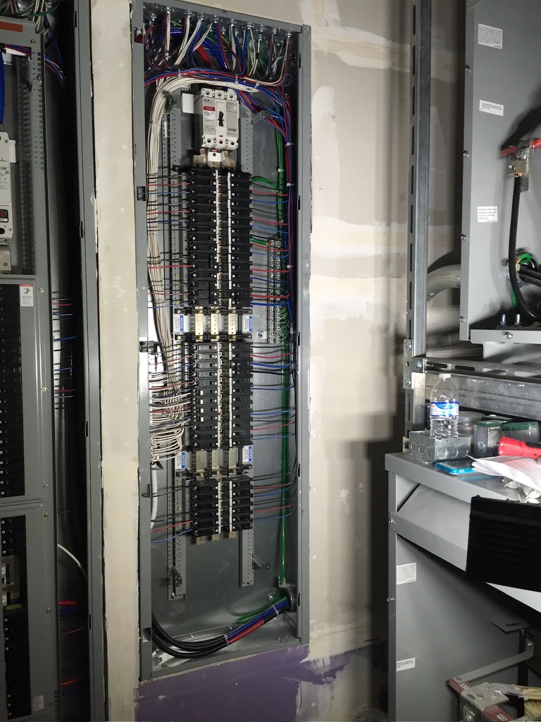 Electrical distribution panel with organized wiring