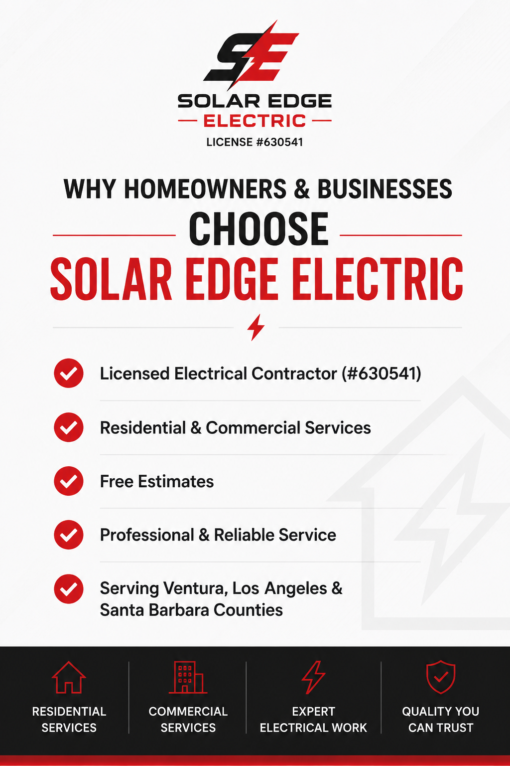 Existing Solar Edge Electric residential and commercial services graphic
